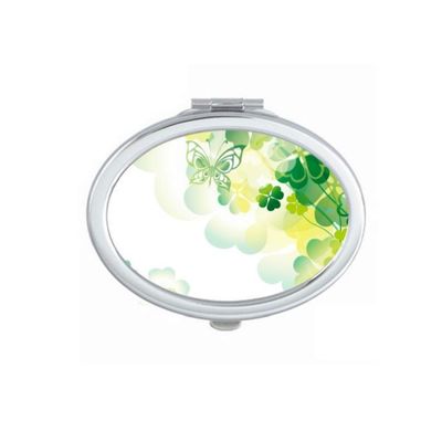 Butterfly Four Clover St.Patrick's Day Mirror Portable Fold Hand Makeup Double Side Glasses