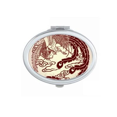 Two Phoenixes Fly Animal Portrait Mirror Portable Fold Hand Makeup Double Side Glasses