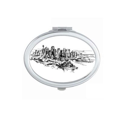 Australia City Landmark Sydney Opera Sketch Mirror Portable Fold Hand Makeup Double Side Glasses