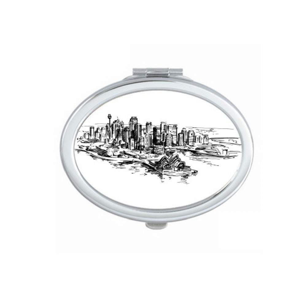 Australia City Landmark Sydney Opera Sketch Mirror Portable Fold Hand Makeup Double Side Glasses