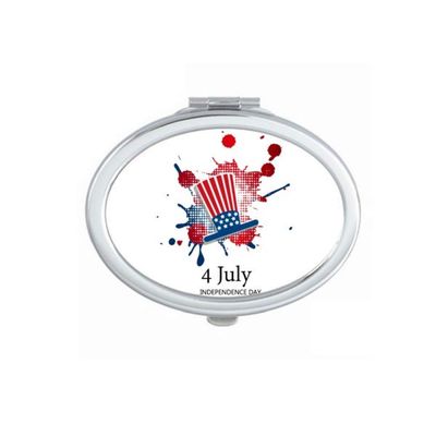 America 4 July Independent Day Hat Mirror Portable Fold Hand Makeup Double Side Glasses