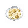 Yellow Golden Classic Floral Pattern Flowers Mirror Portable Fold Hand Makeup Double Side Glasses view 1
