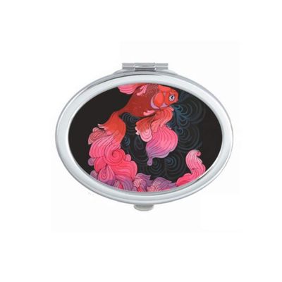 Cyprinoid Red Pink Purple Tail Mirror Portable Fold Hand Makeup Double Side Glasses
