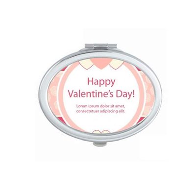 Pink Happy Valentine's Day Heart and Rose Mirror Portable Fold Hand Makeup Double Side Glasses