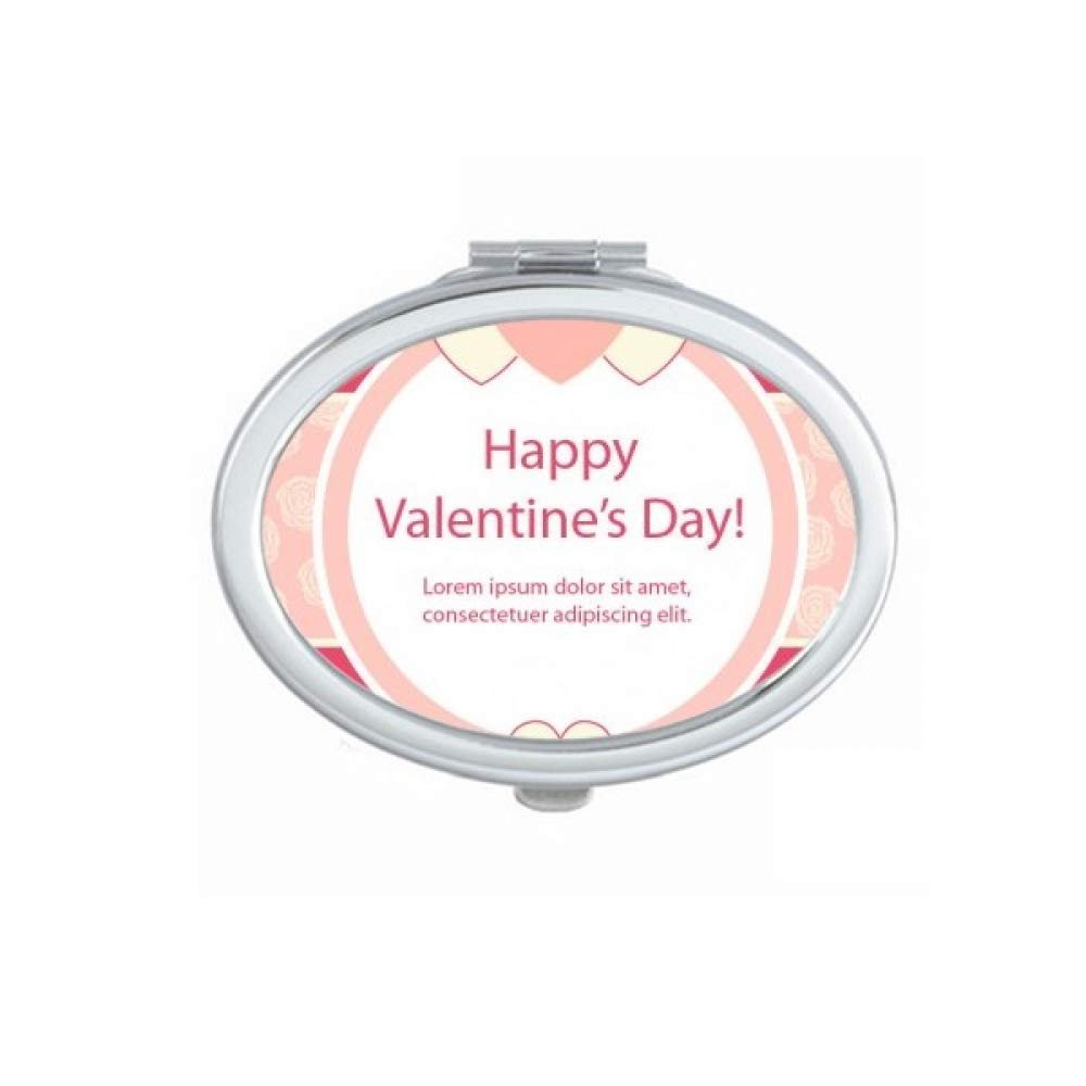 Pink Happy Valentine's Day Heart and Rose Mirror Portable Fold Hand Makeup Double Side Glasses