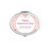 Pink Happy Valentine's Day Heart and Rose Mirror Portable Fold Hand Makeup Double Side Glasses view 1