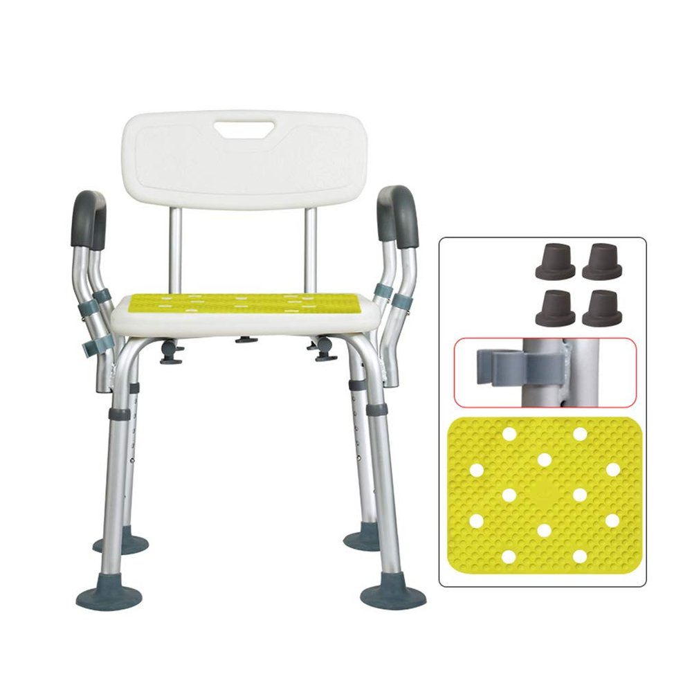 Bathroom Shower Chair with Aluminum Alloy Structure, Medical Shower Bench Bath Seat Chair with Comfortable Armrests, Shower Seat for Senior, Handicap & Disabled,B