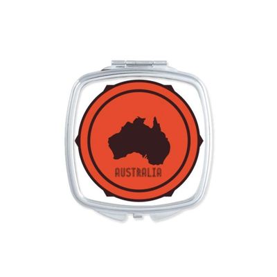 Australia Flavor Map Emblem Illustration Mirror Portable Compact Pocket Makeup Double Sided Glass