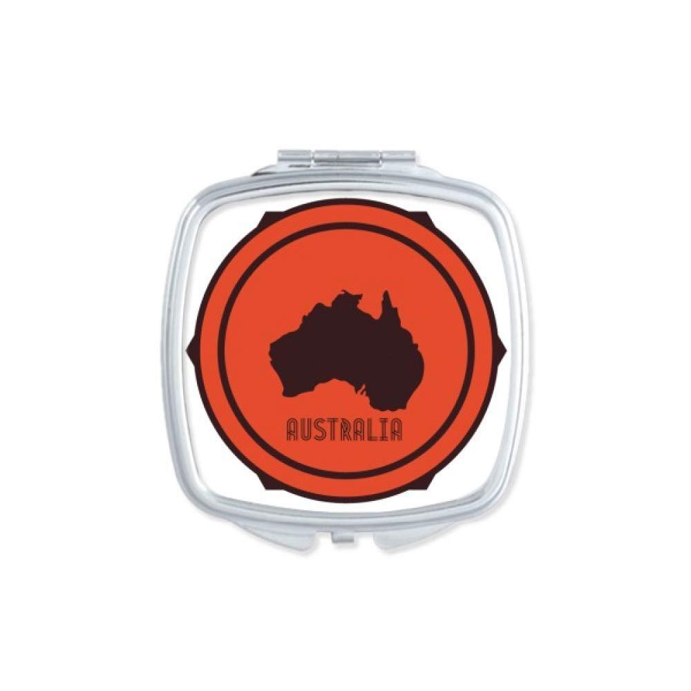 Australia Flavor Map Emblem Illustration Mirror Portable Compact Pocket Makeup Double Sided Glass