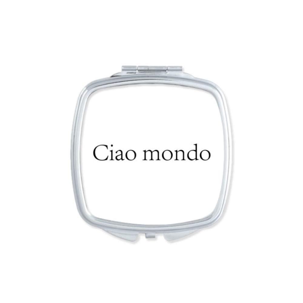 Hello World Italian Art Deco Gift Fashion Mirror Portable Compact Pocket Makeup Double Sided Glass