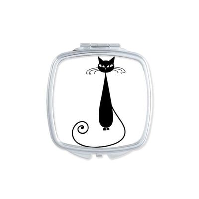 Animal Art Outline Black Cat Lover Halloween Mirror Portable Compact Pocket Makeup Double Sided Glass