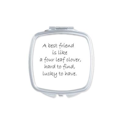 Best Friend Is Like Four Clover Quote Mirror Portable Compact Pocket Makeup Double Sided Glass