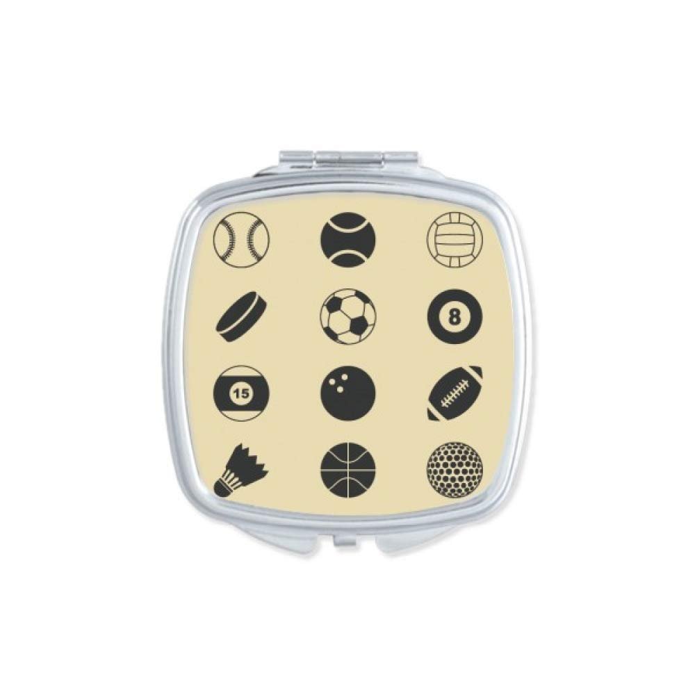 Ball Class Sport Simple Geometry Pattern Mirror Portable Compact Pocket Makeup Double Sided Glass
