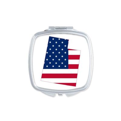 Utah America USA Map Stars Stripes Flag Mirror Portable Compact Pocket Makeup Double Sided Glass