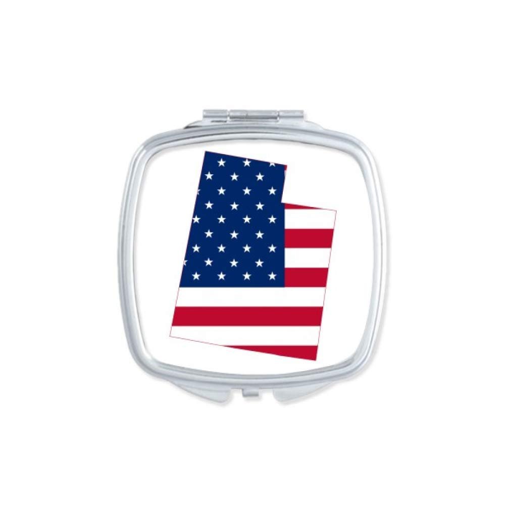 Utah America USA Map Stars Stripes Flag Mirror Portable Compact Pocket Makeup Double Sided Glass