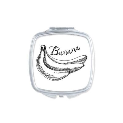 Banana Fruit Line Drawing Illustration Mirror Portable Compact Pocket Makeup Double Sided Glass