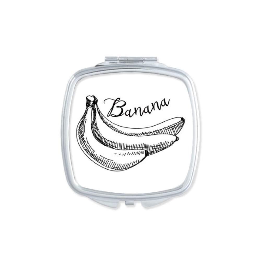 Banana Fruit Line Drawing Illustration Mirror Portable Compact Pocket Makeup Double Sided Glass