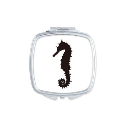 Black Hippocampus Marine Life Pattern Mirror Portable Compact Pocket Makeup Double Sided Glass