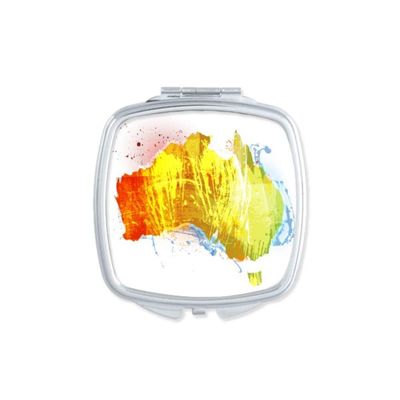 Australia Colorful Map Illustration Pattern Mirror Portable Compact Pocket Makeup Double Sided Glass