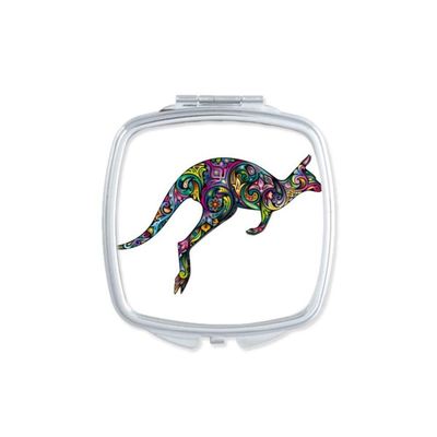 Australia Kangaroo Colored Drawing Illustration Mirror Portable Compact Pocket Makeup Double Sided Glass