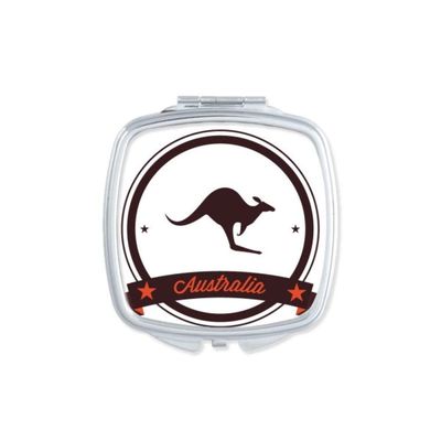 Australia Flavor Kangaroo Emblem Illustration Mirror Portable Compact Pocket Makeup Double Sided Glass