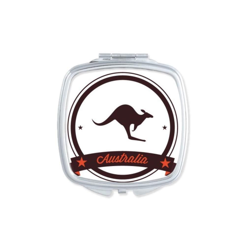 Australia Flavor Kangaroo Emblem Illustration Mirror Portable Compact Pocket Makeup Double Sided Glass