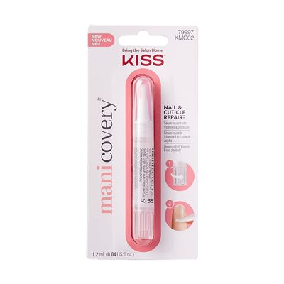 KISS Manicovery Nail & Cuticle Repair Serum, Infused With Vitamin E, Almond Oil, Jojoba Oil, Brush-On Applicator, for Dry and Damaged Nails and Cuticles