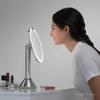 simplehuman 8" Round Sensor Makeup Mirror with Touch-Control Dual Light Settings, 5x Magnification, Rechargeable and Cordless, Brushed Stainless Steel view 2