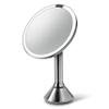 simplehuman 8" Round Sensor Makeup Mirror with Touch-Control Dual Light Settings, 5x Magnification, Rechargeable and Cordless, Brushed Stainless Steel view 3