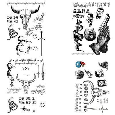 4 Sheets Halloween Tattoos - Face & Body Art Set - Temporary Tattoos for Women, Kids & Men - Halloween Costume Accessories