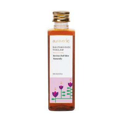 Auravedic Nalpamaradi Thailam Face Oil | Ayurvedic Massage Oil | Helps Revive Dull Skin & Reduce Facial Lines | Natural Moisturization with Vetiver & Sandalwood | 3.38 Fl Oz (100ml)