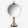 simplehuman Sensor Mirror, Lighted Makeup Mirror with Magnification (5X), 8" Round Magnifying Vanity Mirror with Lights, Cordless, Rose Gold Stainless Steel view 1