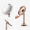 simplehuman Sensor Mirror, Lighted Makeup Mirror with Magnification (5X), 8" Round Magnifying Vanity Mirror with Lights, Cordless, Rose Gold Stainless Steel view 2