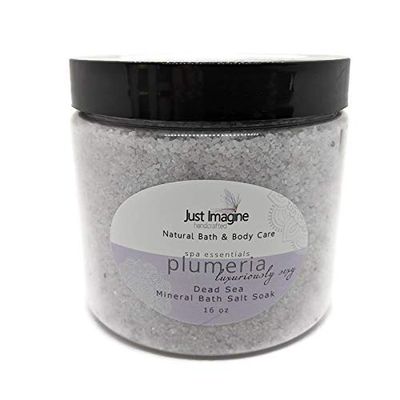 Just Imagine Handcrafted - Plumeria Dead Sea Mineral Bath Salt Soak, All Natural Handmade 16 oz