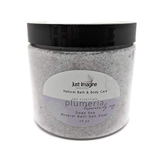 Just Imagine Handcrafted - Plumeria Dead Sea Mineral Bath Salt Soak, All Natural Handmade 16 oz