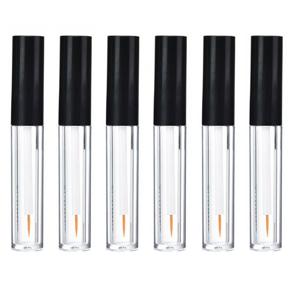 6PCS 0.06oz Empty Upscale Plastic Eyeliner Vials Tube Bottle Refillable Eyelash Growth Liquid Container Clear Mascara Bottle with Wand Applicators and Black Cap for Eyelash Eyebrow Growth Castor Oil