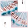 10 PCS Girly Makeup Brushes Set Crystal Glitter Transparent Handle Powder Foundation Brush Concealer Eye Shadow Eyeliner Eyebrow Brush for Girls Ideal Beauty Tool for Women (Blue) view 3
