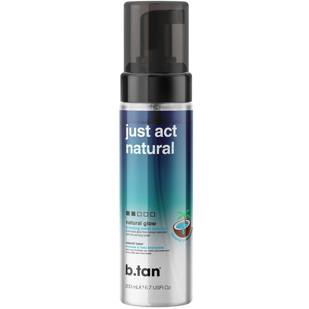 b.tan Clear Self Tanner Bronzing Water Foam | Just Act Natural - Best 1 Hour Express Sunless Tanning Mousse, Dark, Transfer-Free, Enriched With Coconut Water & Vitamin E, Face & Body, 6.7 Fl oz