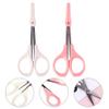 Lurrose 2pcs 4 Inches Curved Craft,Stainless Steel Curved and Straight Eyebrow Gromming Scissor Set with Safety Cover Brow Shaping Trimming for Eyebrow Eyelash view 3