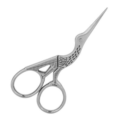 Naroote Crane Tailor Scissors, Crane Scissors, Lovely and Attractive to Use Small Things Silk Wadding Manicure Hair for Cutting Eyebrow Nose(Large Silver)