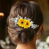 Jeairts Sunflower Bride Wedding Hair Comb Crystal Pearl Bridal Hair Side Combs Decorative Hair Accessories for Women(1-Silver) view 1