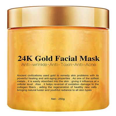 KlsyChry 24K Gold Peel Off Face Mask, Rejuvenating Collagen Facial Mask For Flawless Skin, Reduces Fine Lines & Wrinkles, Clears Acne, Minimizes Pores, Moisturizes & Firms Up Your Skin, 250g