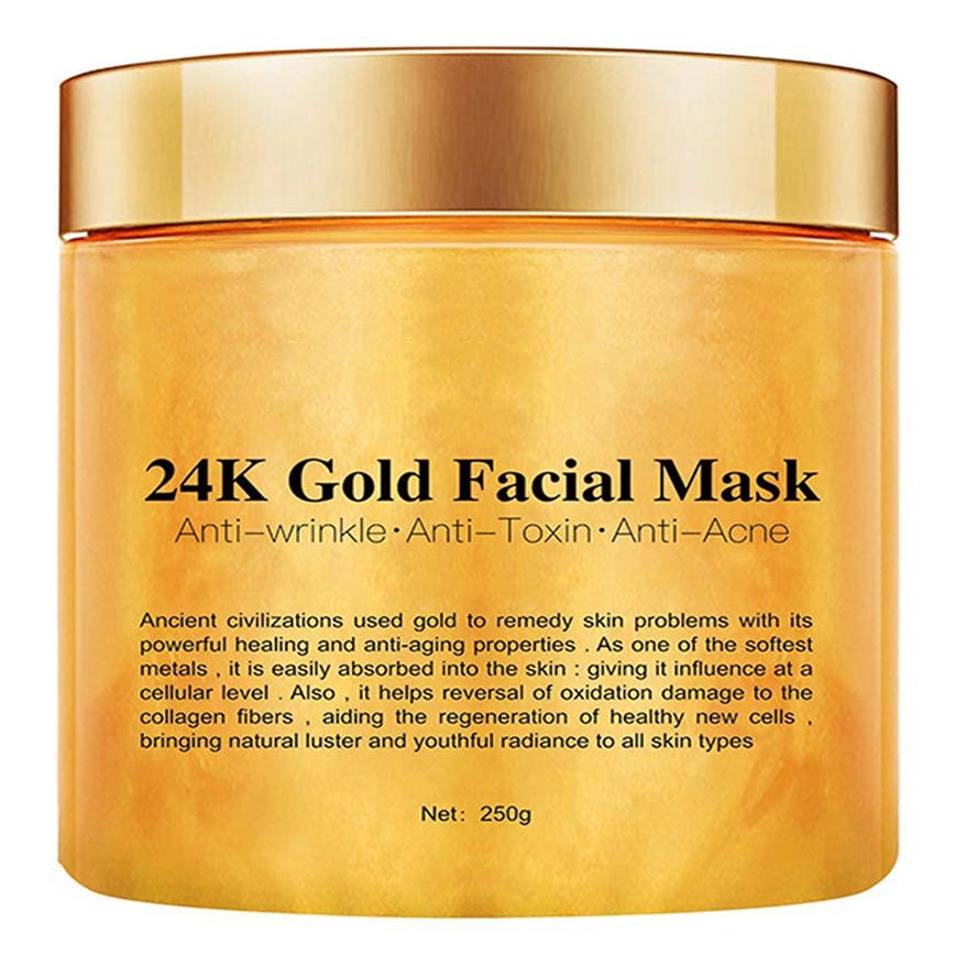 KlsyChry 24K Gold Peel Off Face Mask, Rejuvenating Collagen Facial Mask For Flawless Skin, Reduces Fine Lines & Wrinkles, Clears Acne, Minimizes Pores, Moisturizes & Firms Up Your Skin, 250g