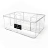 Isaac Jacobs 5-Compartment Clear Acrylic Organizer (10 L x 7 W x 4 H), Makeup Brush Holder, Tall Slot, Multi-Sectional Tray, Storage Solution for Makeup, School, Crafts, Office Supplies & More view 1