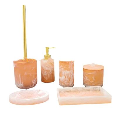DUYHBAWRS Sanitary Wash Set Resin Toilet Bathroom Supplies Kit Marbled Six-Piece Mouthwash Cup