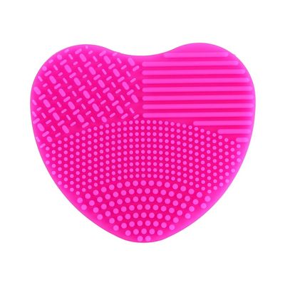 Makeup Brush Cleansing Brush Cleaner,Soft Silicone Washing Scrubber,Heart shaped Scrub for Cosmetic Makeup Brush Cleaning Mat Rose Red