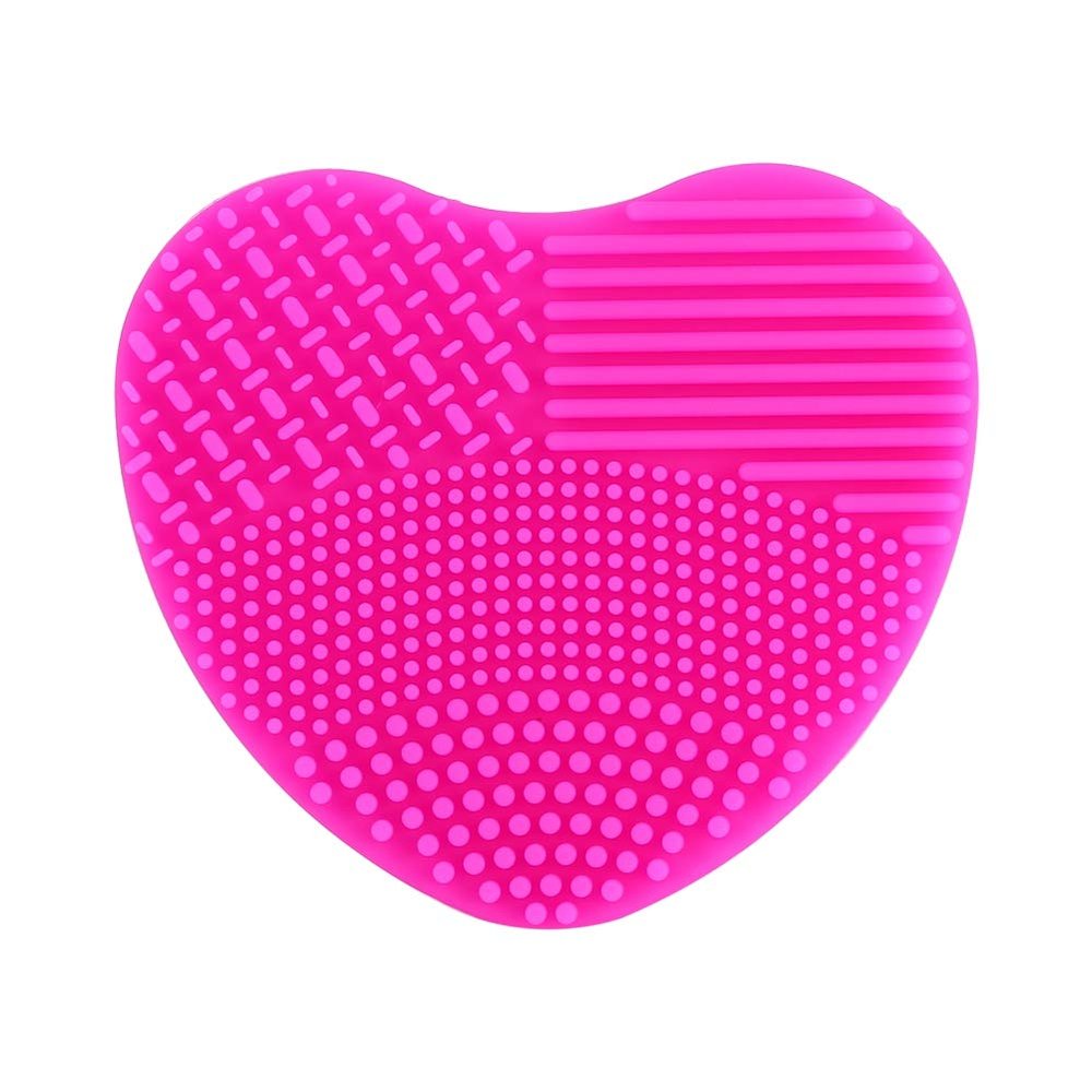 Makeup Brush Cleansing Brush Cleaner,Soft Silicone Washing Scrubber,Heart shaped Scrub for Cosmetic Makeup Brush Cleaning Mat Rose Red