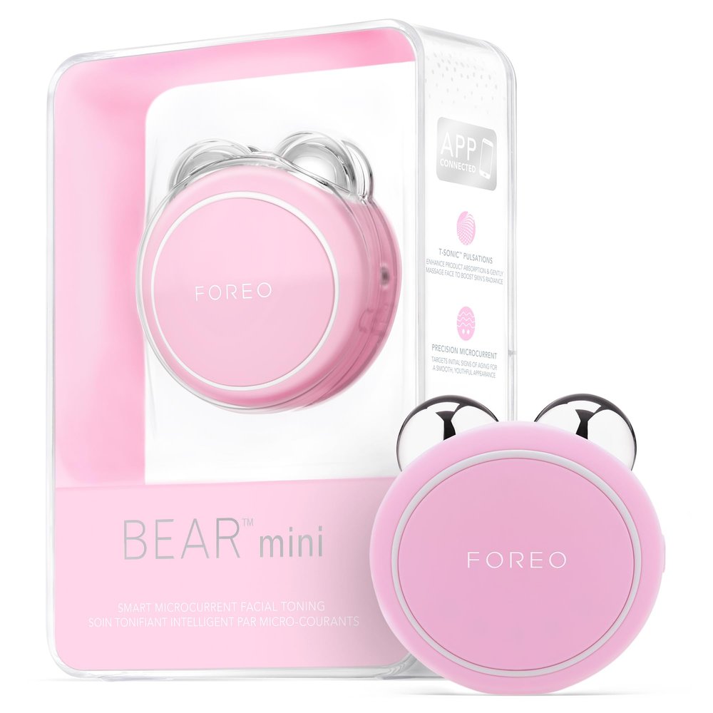 FOREO BEAR Mini Microcurrent Facial Device - Face Sculpting Tool - Firm & Contour - Reduce Double Chin - Non-Invasive - Increases Absorption of Facial Skin Care Products - Pearl Pink