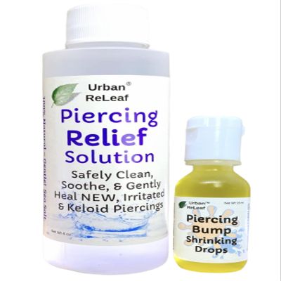Set Urban ReLeaf Piercing Bump Shrinking Drops & Piercing Relief Solution ! Gentle, Effective Aftercare. Fast Help for Irritated, Keloid, Fussy & Problem Piercings, 100% Natural with Essential Oils.