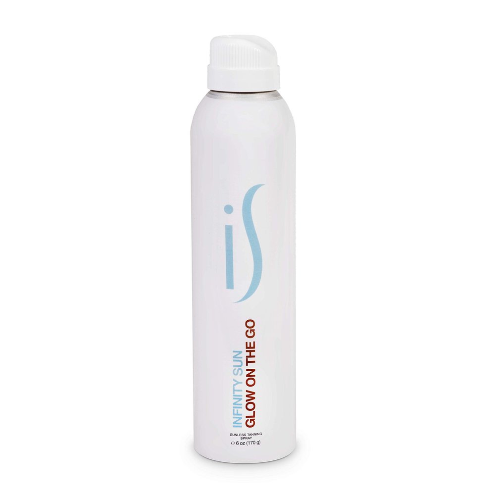 Infinity Sun, Glow on the Go | Quick drying, non-sticky Self Tanner Bronze Spray, Sunless Tanning and Antiaging Skin Care Spray for all Skin Tones | Natural Ingredients Streak Free | 6 fl oz